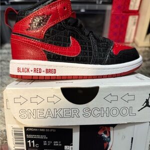 Jordan Kids' Black and Red Sneakers